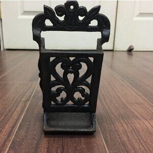 Vintage Cast Iron Wall Mount Metal Matchbox Match Holder